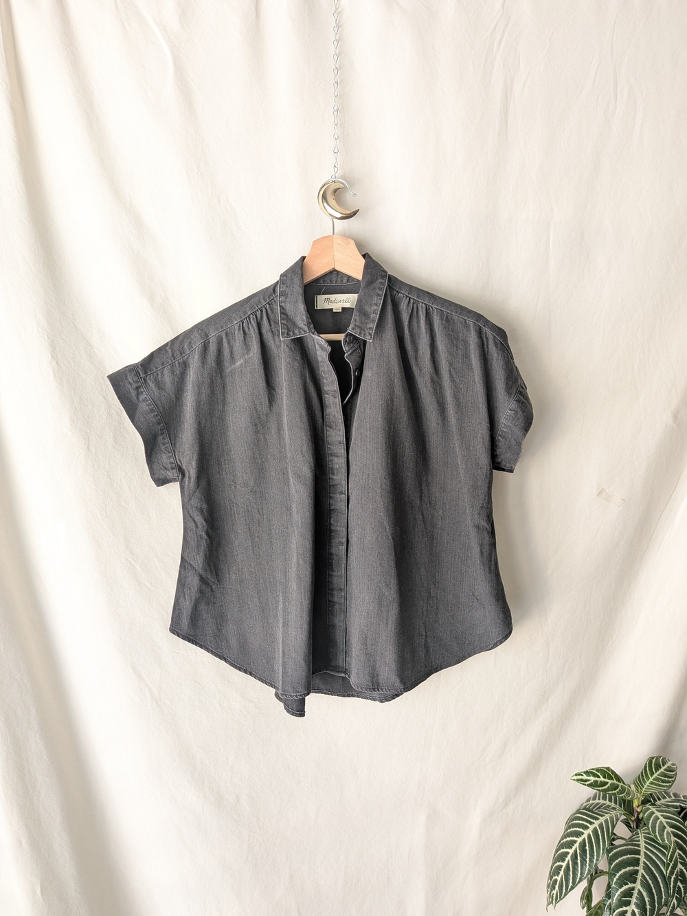 Madewell Washed Charcoal Short-Sleeve Button-Down Shirt
